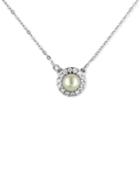 Majorica Sterling Silver Imitation Pearl And Crystal Halo Pendant Necklace