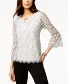 Jm Collection Lace Embellished Keyhole Top, Created For Macy's