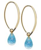 14k Gold Earrings, Blue Topaz Long Hoop (8-3/4 Ct. T.w.)