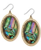 Lucky Brand Gold-tone Large Oval Abalone-look Drop Earrings
