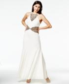 As U Wish Juniors' Cutout Beaded Halter Gown