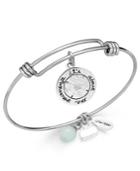 Unwritten Journey Charm And Amazonite (8mm) Bangle Bracelet In Stainless Steel