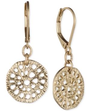 Lonna & Lilly Gold-tone Textured Disc Drop Earrings