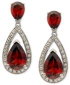 Sterling Silver Earrings, Garnet (6 Ct. T.w.) And Diamond (1/5 Ct. T.w.) Pear Drop Earrings