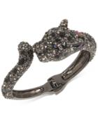 Betsey Johnson Hematite-tone Black & Gray Pave Jaguar Hinged Cuff Bracelet