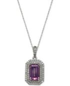 Purple And Clear Swarovski Zirconia Pendant Necklace In Sterling Silver