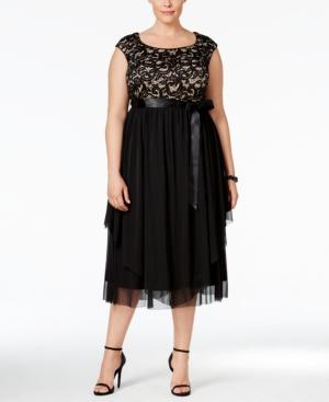 R & M Richards Plus Size Lace A-line Dress