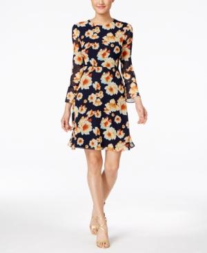 Betsey Johnson Tie-back Floral-print Peasant Dress