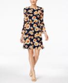 Betsey Johnson Tie-back Floral-print Peasant Dress