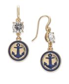Charter Club Gold-tone Crystal & Enamel Anchor Drop Earrings, Created For Macy's