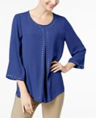 Jm Collection Stud-trim Inverted Pleat Top, Created For Macy's