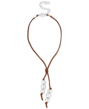 Robert Lee Morris Soho Silver-tone Beaded Suede Choker Necklace