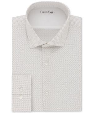 Calvin Klein Men's X Extra-slim Fit Stretch Apricot Print Dress Shirt