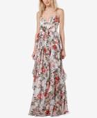 Fame And Partners Printed Ruffle Maxi Gown