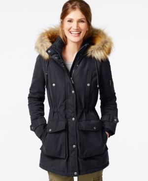 Dkny Faux-fur-trim Hooded Parka