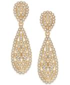 Inc International Concepts Gold-tone White Pave Drop Earrings, Created For Macy's