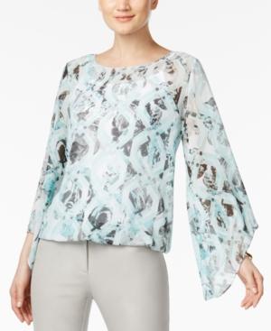 Alfani Sheer Angel-sleeve Blouson Top, Only At Macy's