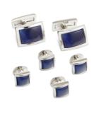 Ryan Seacrest Distinction Men's Rhodium Royal Blue Cufflinks & Inserts Set, Created For Macy's