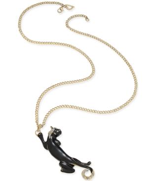 Thalia Sodi Gold-tone Pave Jet Panther Pendant Necklace, Only At Macy's