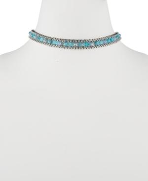 Lonna & Lilly Silver-tone Blue Stone Choker Necklace