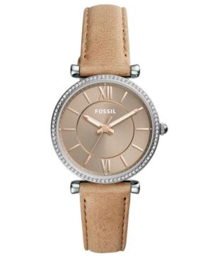 Fossil Women's Carlie Sand Leather Strap Watch 35mm