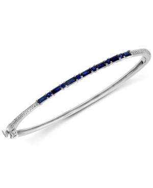 Effy Royal Bleu Sapphire (1-1/4 Ct. T.w.) And Diamond (1/4 Ct. T.w.) Bangle Bracelet In 14k White Gold