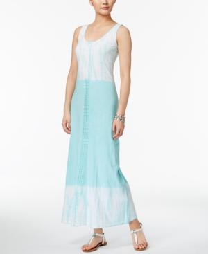 Style & Co Petite Cotton Colorblocked Tie-dyed Maxi Dress, Only At Macy's