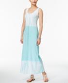 Style & Co Petite Cotton Colorblocked Tie-dyed Maxi Dress, Only At Macy's