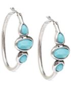Lucky Brand Silver-tone Turquoise Hoops Earrings