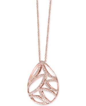 Pave Rose By Effy Diamond Teardrop Pendant Necklace (3/8 Ct. T.w.) In 14k Rose Gold