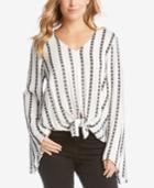 Karen Kane Embroidered Tie-hem Top