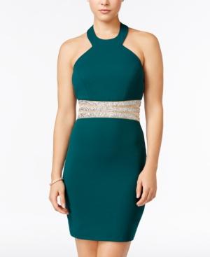 Speechless Juniors' Embellished Bodycon Halter Dress