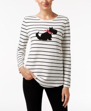 Charter Club Striped Dog Graphic Top, Only At Macy's