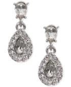 Givenchy Silver-tone Monochromatic Crystal Drop Earrings
