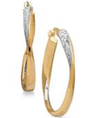 Two-tone Twisted Hoop Earrings In 14k Gold With Rhodium-plate