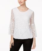 Alfani Petite Bell-sleeve Burnout Top, Only At Macy's
