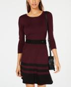 Bcx Juniors' Button-waist Fit & Flare Sweater Dress