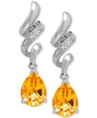 Citrine (1-9/10 Ct. T.w.) And Diamond Accent Twist Drop Earrings In Sterling Silver