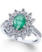Emerald (1-1/5 Ct. T.w.) And Diamond (1/5 Ct. T.w.) Ring In 14k White Gold