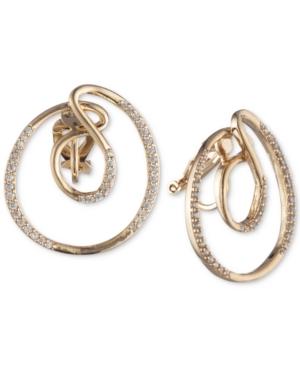 Carolee Gold-tone Pave Swirl Clip-on Button Earrings