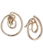 Carolee Gold-tone Pave Swirl Clip-on Button Earrings