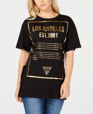 Guess Lace-up Cotton Logo T-shirt