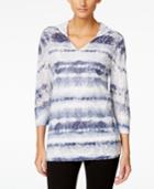Style & Co. Sport Striped Burnout Hoodie Sweatshirt, Only At Macy's