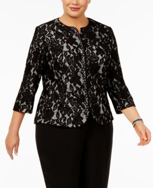 Alex Evenings Plus Size Lace Zip Jacket