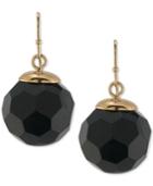 Trina Turk Gold-tone Jet Faceted Round Bead Drop Earrings