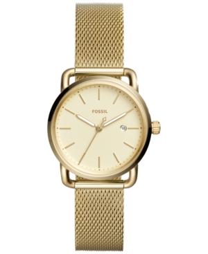 Fossil Women's Commuter Gold-tone Stainless Steel Mesh Bracelet Watch 34mm