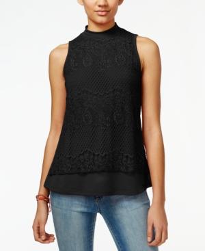 Self Esteem Juniors' Lace Mock-neck Top