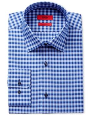 Hugo Men's Slim-fit Blue Check Dress Shirt