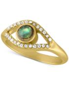 Rachel Rachel Roy Gold-tone Abalone-look And Crystal Studded Ring