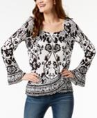 I.n.c. Printed Asymmetrical Ruffle-hem Top, Created For Macy's